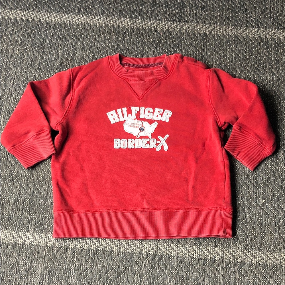 Tommy Hilfiger Red Crewneck Sweatshirt with Chest Graphic